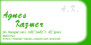 agnes kazmer business card